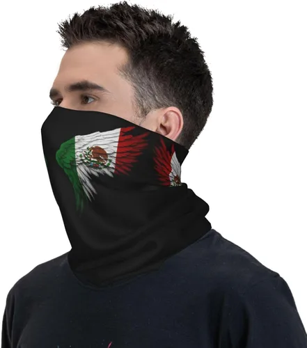 Vista 7 de Pasamontañas con alas de bandera mexicana mexicana, bandana para el cuello, polaina para el cuello, máscara facial para hombres y mujeres
