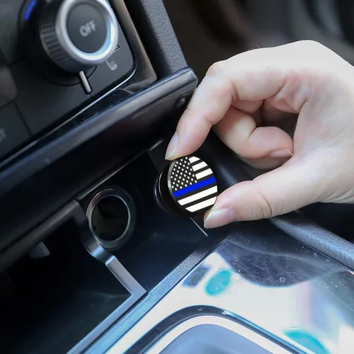 Vista 5 de Cubierta de enchufe para encendedor de cigarrillos, aluminio con bandera estadounidense, decoración interior del automóvil, a prueba de polvo