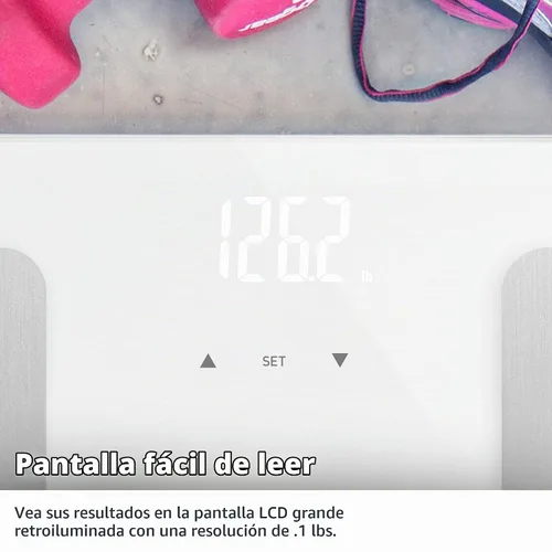 Vista 5 de Greater Goods Báscula Personal de Composición Corporal de Vidrio y Plástico (Blanco)