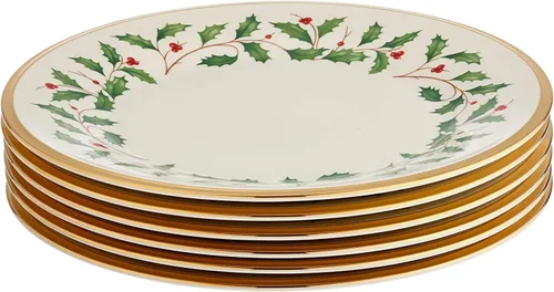 Vista 2 de Lenox Holiday Gold - Juego de 12 platos llanos, 6 platos llanos, 6 platos de ensalada fabricados en Estados Unidos para 6 nuevos