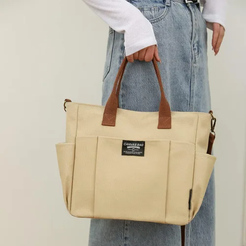 Vista 7 de Bolso bandolera de lona con cremallera - Bolso bandolera Hobo para mujer