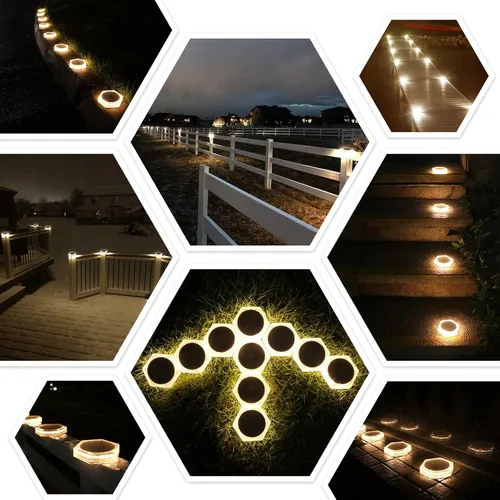 Vista 7 de YiLaie - Luces solares planas para escalera de muelle para exteriores