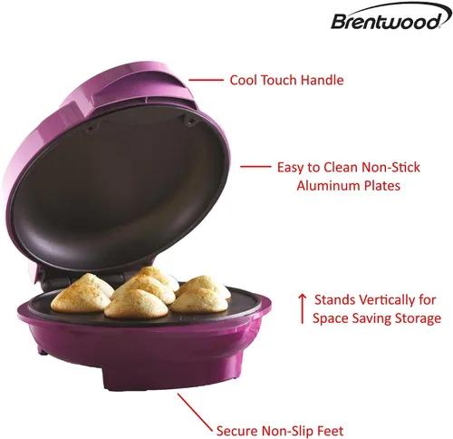Vista 3 de Brentwood TS-252 antiadherente 7 Mini máquina para hacer cupcakes, rosa