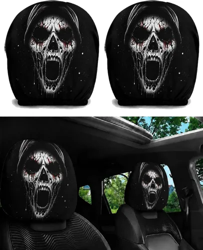 Vista 6 de Fundas para reposacabezas de coche con estampado de cara de fantasma Ojos blancos