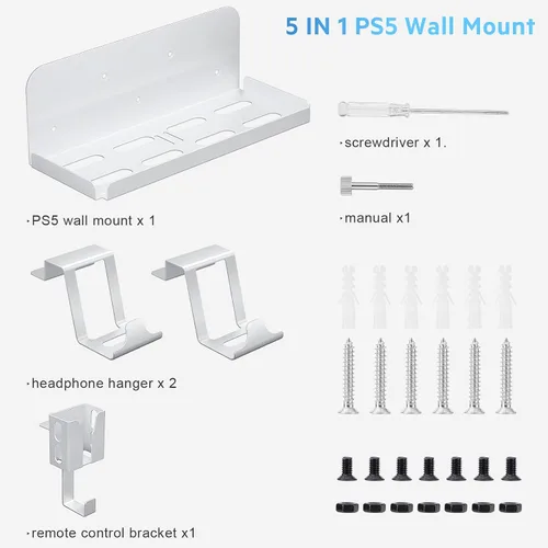 Vista 6 de Allnice PS5 Wall Mount, 5 IN 1 Playstation 5 Wall Mount (Disc and Digital Edition) Wall Bracket for Playstation 5 with Detachable Controller Holder