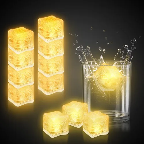 Vista 8 de Windy City Novelties Paquete de 12 cubos de hielo LED azules con 6 modos de luz, innovador botón de encendido/apagado, perfectos para fiestas