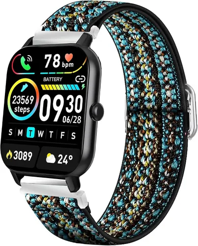 Vista 15 de Lamshaw Correa de reloj inteligente Popglory P66 de 1.85 pulgadas, elástica de 0.866 pulgadas, correa ajustable elástica compatible con MorePro H56