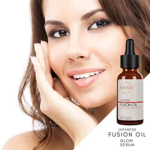 Vista 2 de SILKTÁGE Japanese Fusion Oil - Suero facial Pure Glow, Camellia, suero Yuzi brillante para piel seca, líneas finas, tono de piel desigual y tez