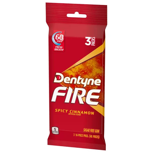 Vista 11 de Dentyne Goma de mascar Fire Spicy Cinnamon sin azúcar, 3 paquetes de 16 piezas (48 piezas en total)