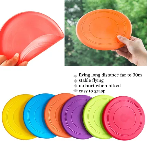 Vista 7 de Juguete de disco volador para niños, juego de césped, para jardín de infantes, juguete de silicona suave, colorido, paquete de 6 unidades a granel