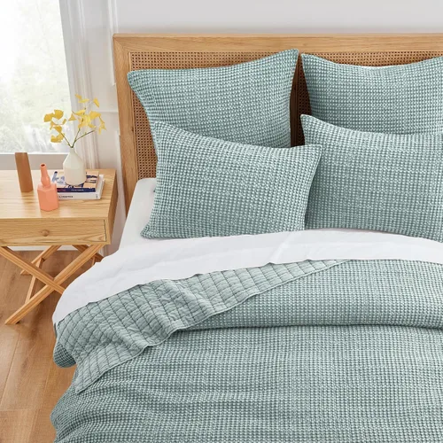 Vista 2 de Levtex Home - Mills Waffle - Juego de fundas de almohada Euro (Set de dos) - Spa - Tamaño de funda (66x66 cm), sin inserto