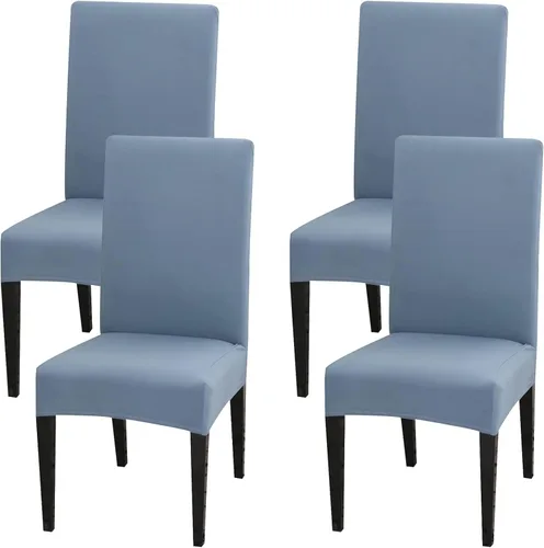 Vista 30 de Juego de 4 fundas para sillas de comedor, fundas elásticas de elastano para sillas de comedor, extraíbles y lavables, protectores desmontables