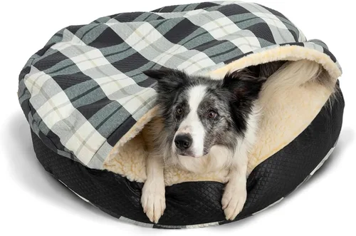 Vista 22 de Snoozer Cama de lujo de microsuede acogedora estilo cueva para mascotas, pequeña, antracita