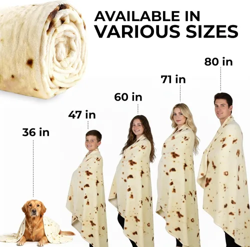 Vista 3 de Zulay - Manta extra grande de tortilla de burritos, envuélvete como un taco gigante. Manta novedosa de doble cara, divertida y ultra acogedora