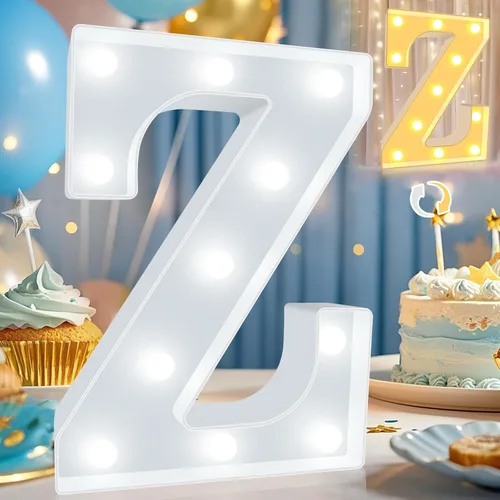 Vista 12 de Pooqla Letras con luces LED de marquesina, letras decorativas iluminadas en blanco cálido y blanco frío, letras del alfabeto iluminadas para niños