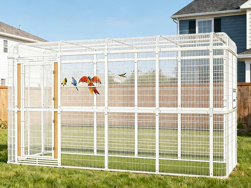 Vista 12 de wonline Jaula para pájaros extra grande de 10 pies para periquitos, pajarera al aire libre, jaula para loros con percha, jaula para aves resistente