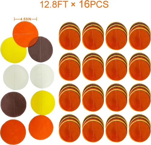 Vista 2 de 205 pies de decoración para fiesta de otoño Guirnalda de fondo de círculos grandes con puntos naranja, marrón, amarillo y beige de papel de seda