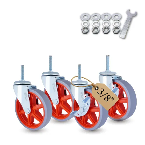 Vista 13 de AXL Juego de 4 ruedas giratorias de 3 pulgadas, ruedas giratorias de vástago roscado de 3/8 a 16 x 1 con frenos, reemplazo silencioso de PVC