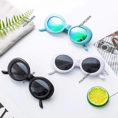 Vista 2 de FOURCHEN Clout Gafas de sol para niños Bold Retro Oval Round Lens