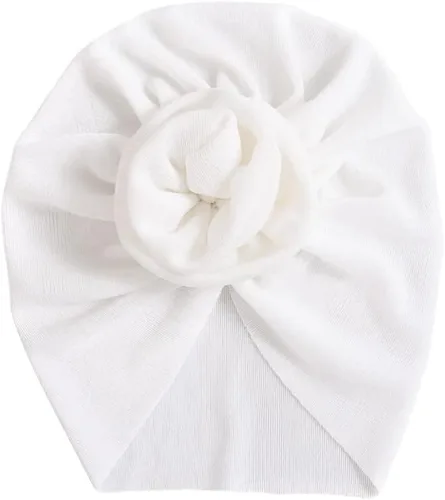Vista 4 de Newborn Babies Headwrap Hat Infant Toddler Cotton Soft Cute Nursery Beanie Headbands Top Bowknot Cap Multicolor 5 piezas flor/9.8 ft-2 años