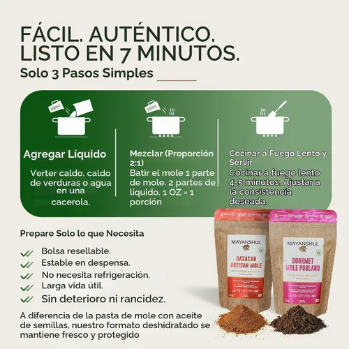 Vista 2 de Mayanshul Auténtica salsa mole poblano, cacao y amaranto, 8 onzas