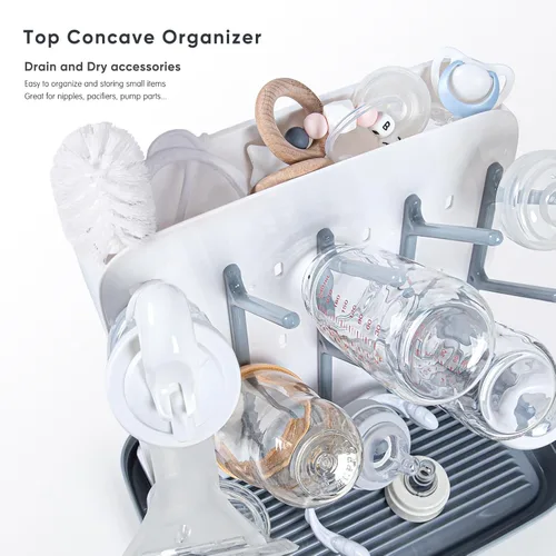 Vista 4 de Estante para secar biberones Termichy: Soporte grande vertical para secar botellas - Estante de secado vertical ahorrador de espacio para biberones