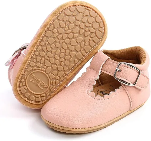Vista 2 de Zapatos planos Mary Jane con lazo para bebé, suela de goma suave, zapatos para caminar para bebés, princesa, cuna, zapatos de vestir de boda