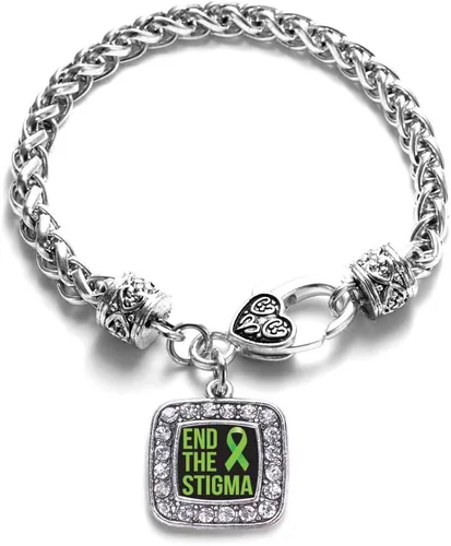 Vista 66 de Pulsera de dijes cuadrados de plata con joyería de circonita cúbica