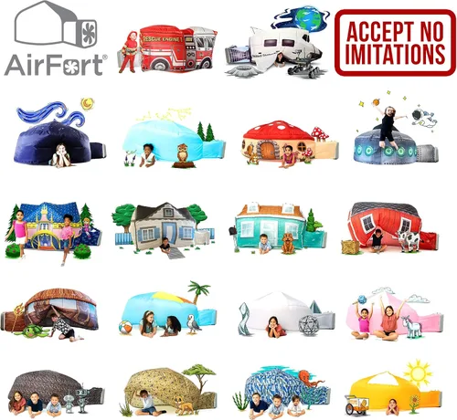 Vista 5 de AirFort - Fuerte inflable para niños, se construye en 30 segundos, tienda de campaña para jugar a partir de 3 años (pelota de playa azul)