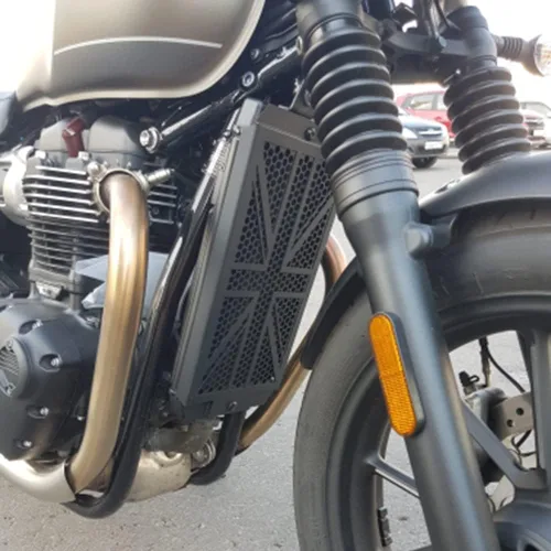 Vista 3 de Protector de radiador de motocicleta para Triumph Bonneville T100 T120 Bobber Speed Street Twin Street Cup Scrambler Thruxton 1200 R S TFC