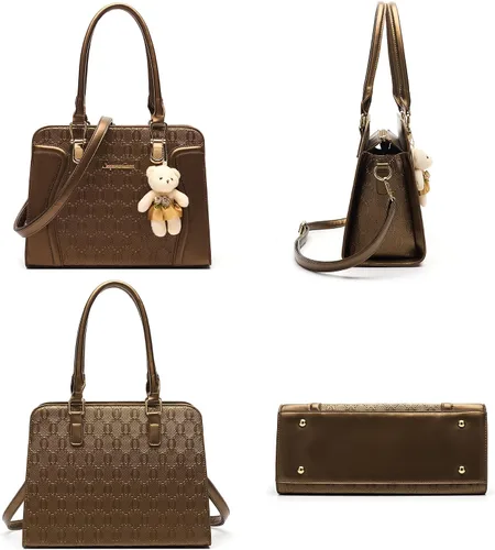 Vista 9 de Bolsos de mano de moda para mujer, bolsa de hombro, asa superior, bolsa de mano, juego de 4 piezas