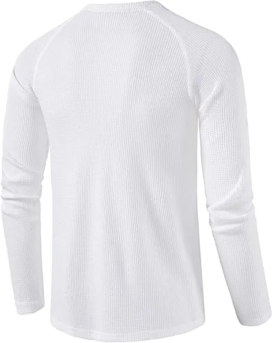 Vista 3 de LOCALMODE Camisetas casuales de manga larga con cuello redondo para hombre
