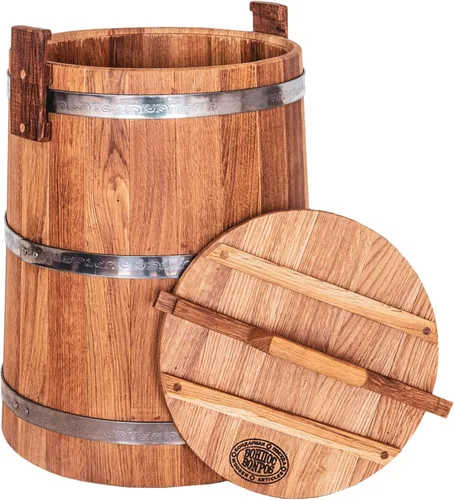 Vista 6 de Cubo de madera para encurtidos y chucrut, vasija de madera para fermentación