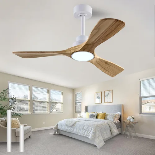 Vista 8 de 52” Silent Solid Wood Ceiling Fan Light, with 6-speed remote control, black