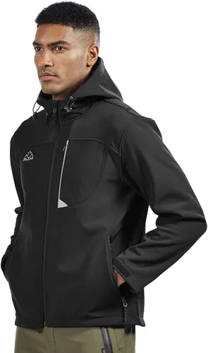 Vista 4 de TBMPOY Chaqueta Softshell con capucha para hombre impermeable resistente al viento esquí senderismo ropa exterior con forro polar