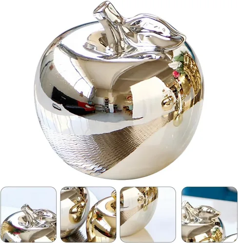 Vista 7 de Veemoon Estatuas de cerámica de manzana, estatua decorativa de manzana, escultura artística para decoración de mesa de cocina en casa, oficina