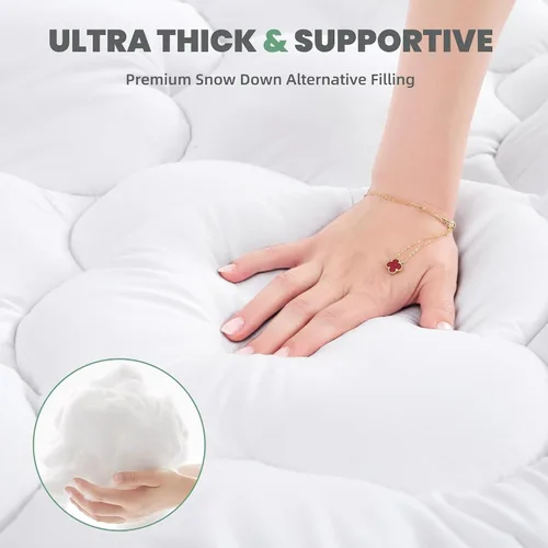 Vista 5 de Protector de colchón tamaño King, funda protectora de colchón suave de trébol de cuatro hojas con bolsillo profundo de 21 pulgadas para aliviar