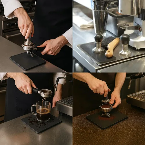 Vista 9 de Rattleware - Alfombrilla de agarre de alta calidad, superficie de embalaje de espresso antideslizante, resistente al calor, goma duradera, protege