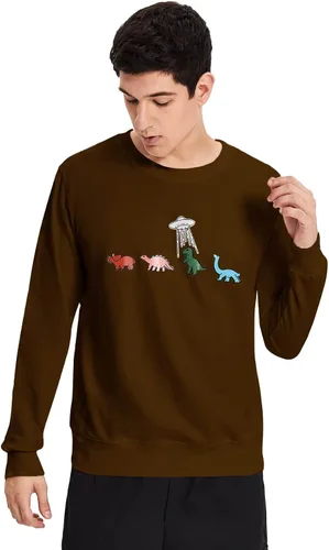 Vista 13 de WDIRARA Sudadera de manga larga con cuello redondo y estampado gráfico de dinosaurios de dibujos animados para hombre