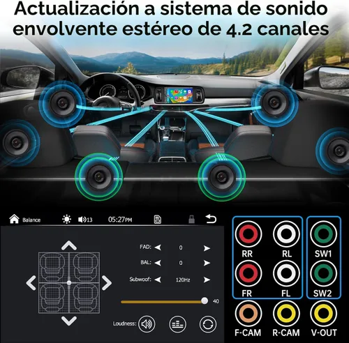 Vista 4 de SJoyBring - Estéreo de coche de doble DIN - Apple CarPlay inalámbrico y Android Auto, 240W 4.2CHN, pantalla táctil de 7", SWC, Bluetooth, radio