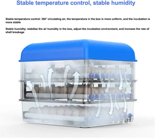 Vista 2 de Incubadora de huevos, incubadoras digitales totalmente automáticas, control automático de temperatura de torneado de huevos, pantalla LED