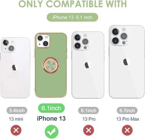 Vista 7 de Hython Funda para iPhone 13 con soporte de anillo [soporte de anillo giratorio de 360° con soporte magnético] [Soporte de montaje en automóvil]