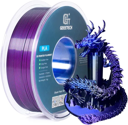 Vista 50 de Geeetech - Filamento PLA de 0.07 pulgadas, filamento de seda de bicolor, consumo dicromático de coextrusión brillante, 2.2 libras, 1 carrete