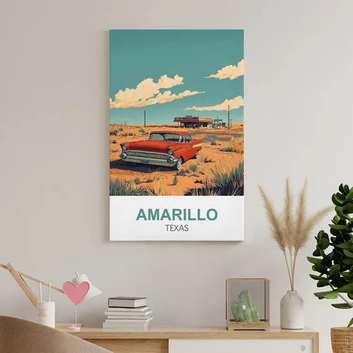 Vista 8 de Amarillo Texas Vintage Travel Poster 12x18inch(30x45cm) Canvas Wall Art Prints Frame