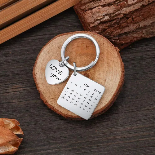 Vista 5 de kaululu Custom Photo Key Chains for Men Women Calendar Picture Key Chain Ring for Him and Her
