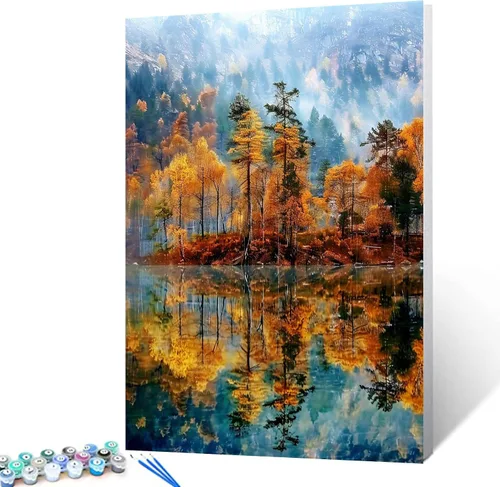 Vista 16 de Tucocoo Pintura enmarcada de árbol en forma de corazón por números para adultos principiantes, campo de rosas rojas al atardecer, kit de pintura