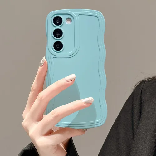 Vista 17 de UEEBAI Funda de silicona con marco ondulado para Samsung Galaxy A13 5G, lindo marco ondulado, ajuste delgado, a prueba de golpes, funda suave y Negro