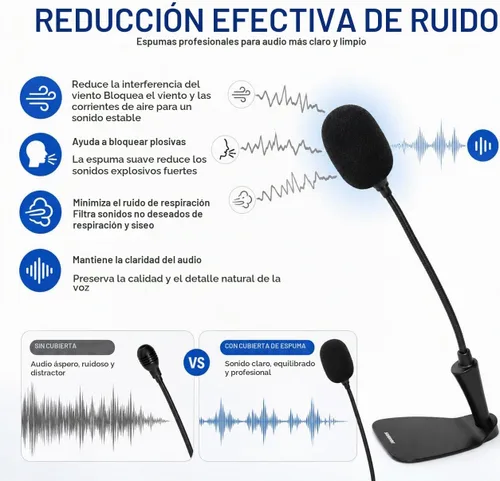 Vista 2 de Paquete de 5 parabrisas de espuma profesional para Shure CVG18-B/C, filtro de micrófono de grado de estudio para micrófonos de condensador de cuello