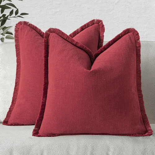 Vista 49 de MIULEE Fundas de almohada decorativas con flecos de lino bohemio beige 16 x