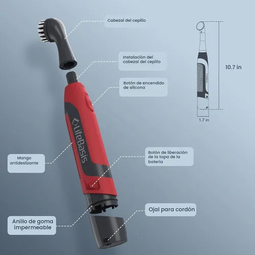 Vista 8 de LifeBasis Cepillo de Limpieza Eléctrico Inalámbrico, Mini Fregadora Eléctrica para Limpiar Lechada Impermeable con 5 Cabezales de Cepillo para Baño